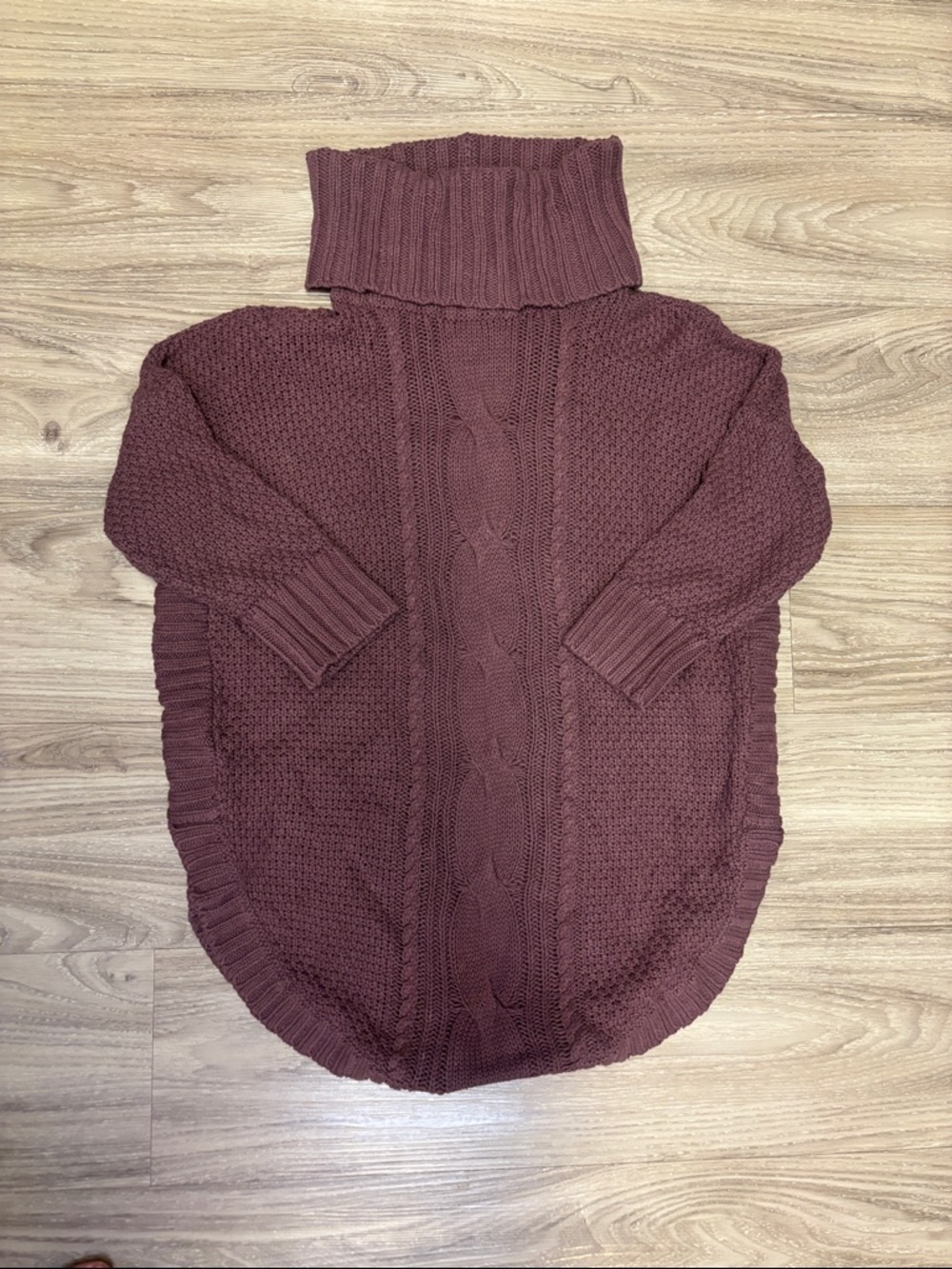 Express - Cozy Cable Knit Burgundy Turtleneck Sweater